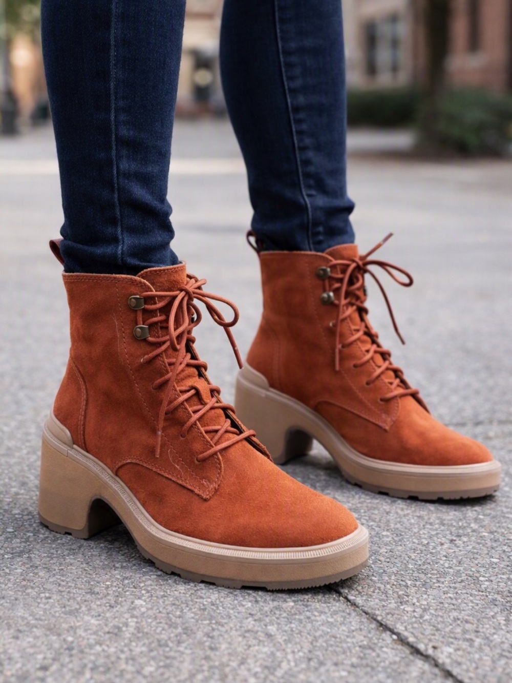 NWT Sorel Hi-Line Heel Lace Waterproof Suede Boot Rust Orange 6
FF